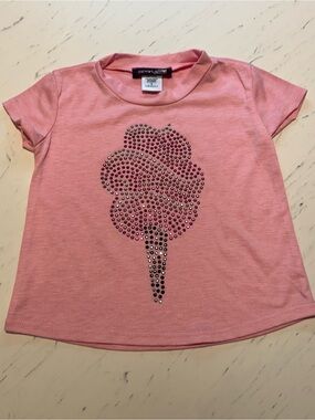 Girls Pink Rhinestone Cotton Candy Tee - Brand